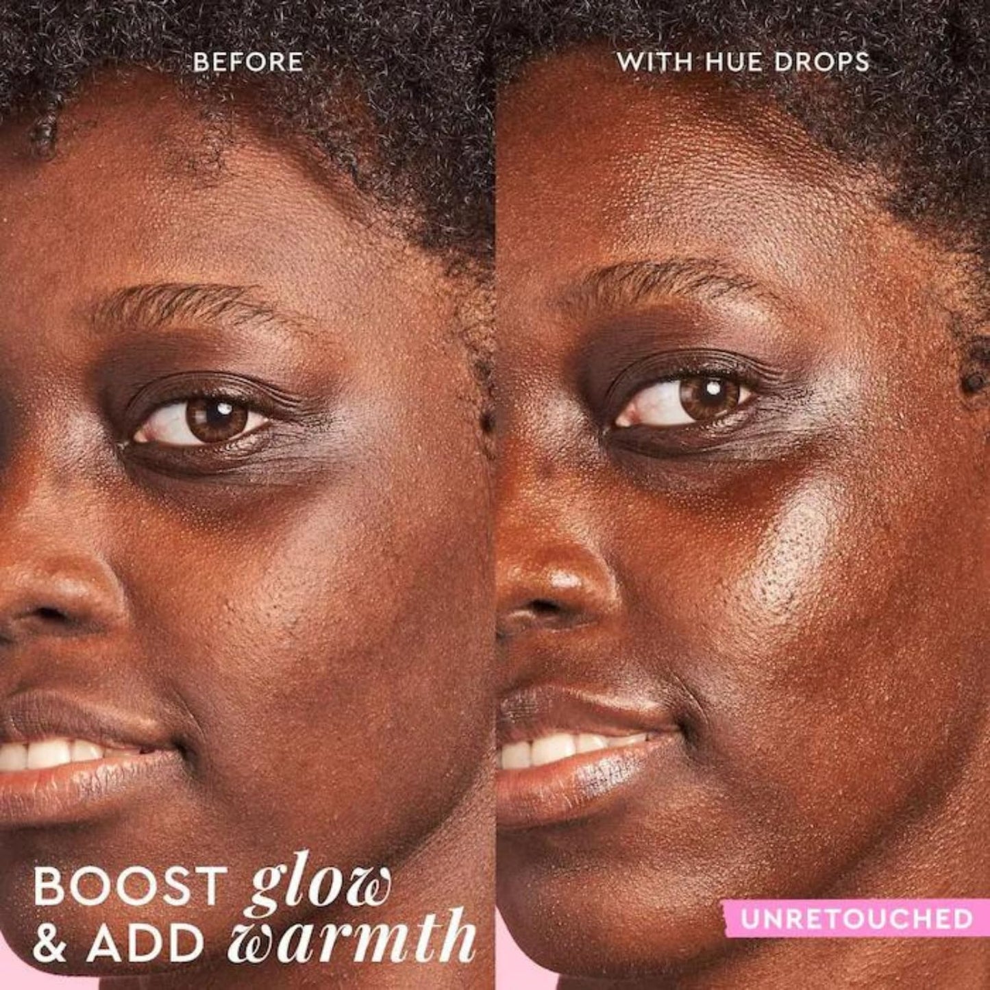 Hue Drops Face Serum Glow Bronzing Drops + Tinted Serum para iluminar e hidratar la piel. Prebase de maquillaje y iluminador para difuminar los poros y lograr un tono de piel uniforme y luminoso.