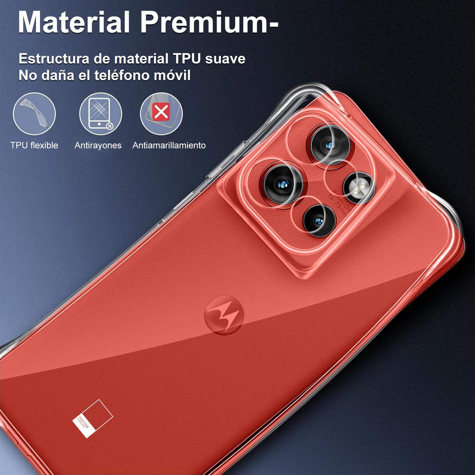 HeiLuon Funda Motorola Edge 50 Neo, Carcasa Transparente Anti-Amarilleo, Protector TPU Absorbente de Golpes, Estuche Delgado con Esquinas reforzadas, Case con Botones cómodos y disipación de Calor