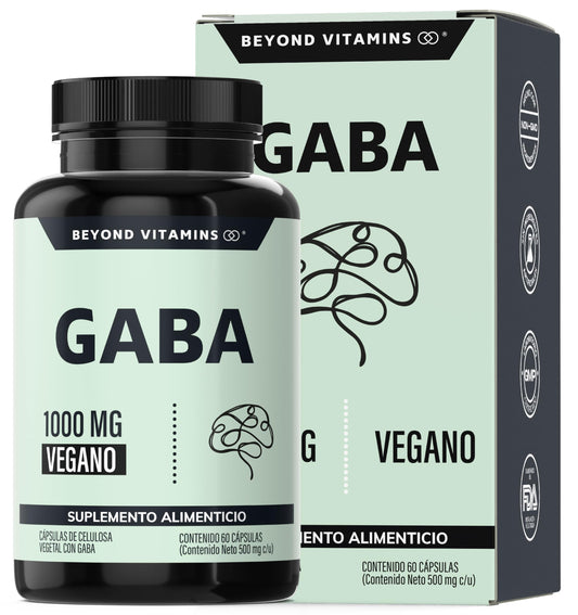 Beyond Vitamins | GABA 1000 mg, con cápsulas de tecnología vegana, Ácido Gamma Aminobutírico Sin rellenos ni ingredientes innecesarios, 60 cápsulas