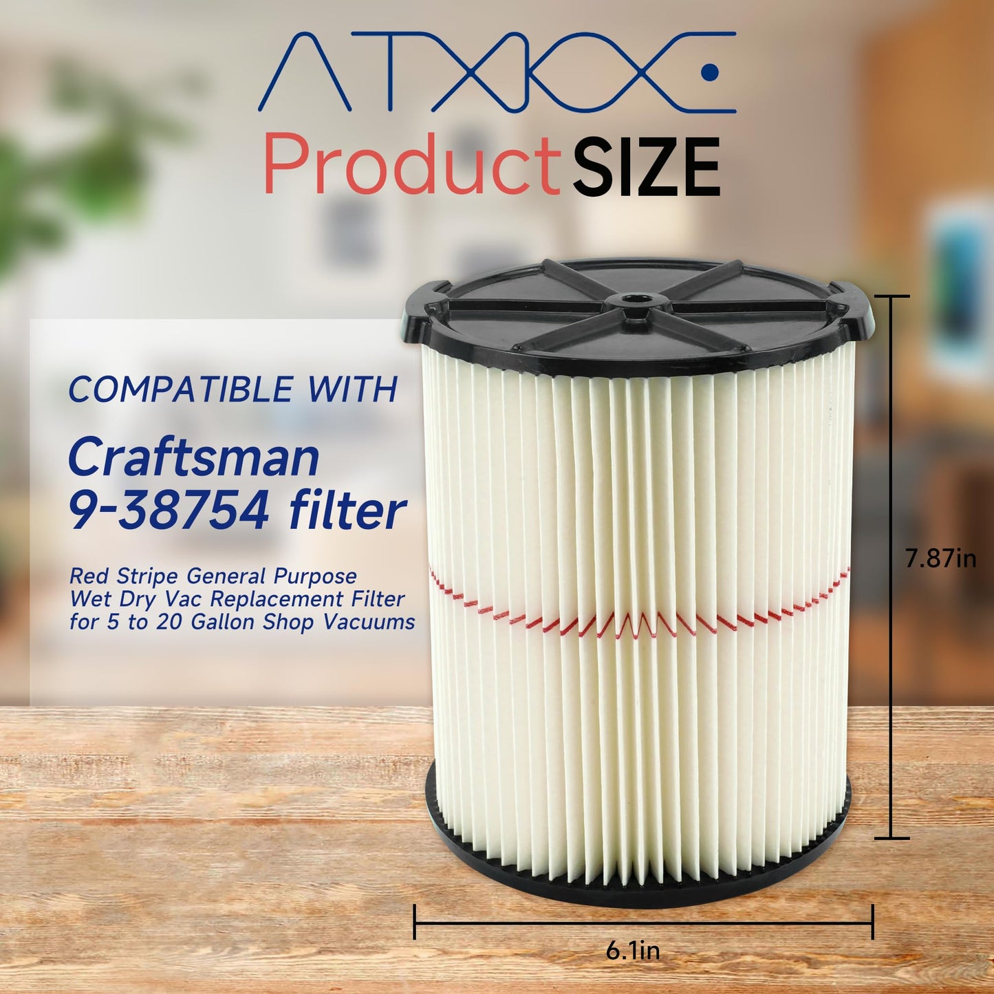 ATXKXE Filtro de repuesto para Craftsman CMXZVBE38754 apto para aspiradora de tienda de 5 a 20 galones (paquete de 2)