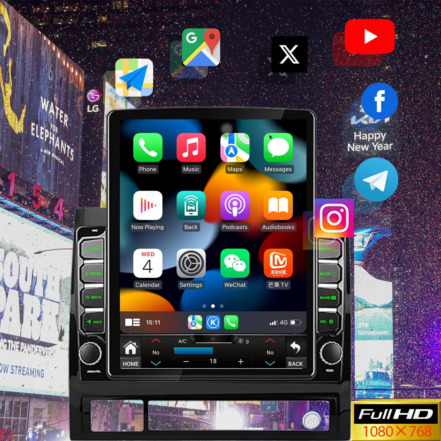 Radio estéreo de coche Android 14 para Toyota Tacoma 2005-2015 incorporada Carplay/Android Auto 9.7 pulgadas, visualización táctil IPS estilo Tesla con navegación GPS DSP Bluetooth GPS, FM WiFi +