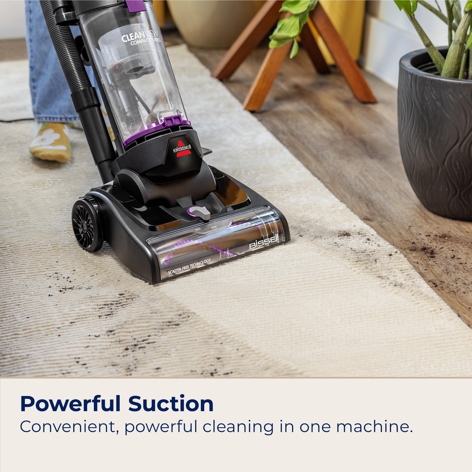Bissell CleanView Aspiradora Vertical compacta Turbo con Varilla de liberación rápida, Potencia de tamaño Completo, tamaño Compacto para Apartamentos y dormitorios, 3437F