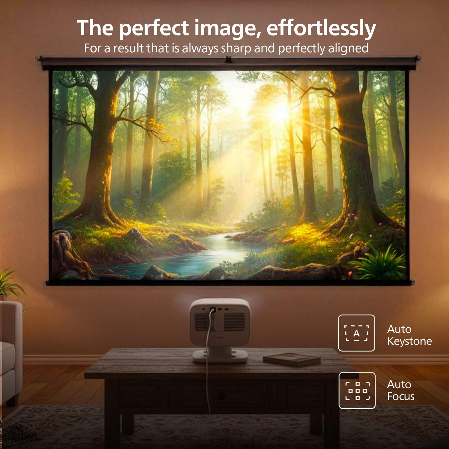 Philips Neopix 444, Proyector 4K, Resolución Nativa 1080p, 500 lúmenes ANSI, sonido estéreo de 10 vatios, enfoque automático, autokeystone, cable HDMI a USB-C incluido, blanco.