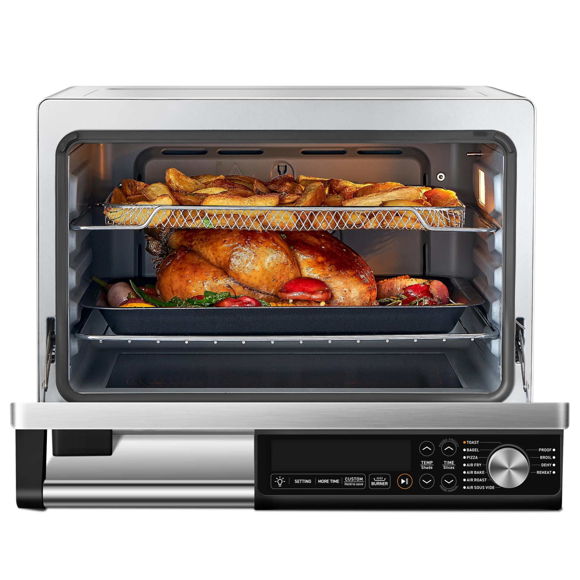 COSORI Combo de horno tostador de cerámica para freidora de aire, elementos calefactores sellados planos 11 en 1 para una fácil limpieza, innovadora función de quemador, 6 accesorios y recetas, 26