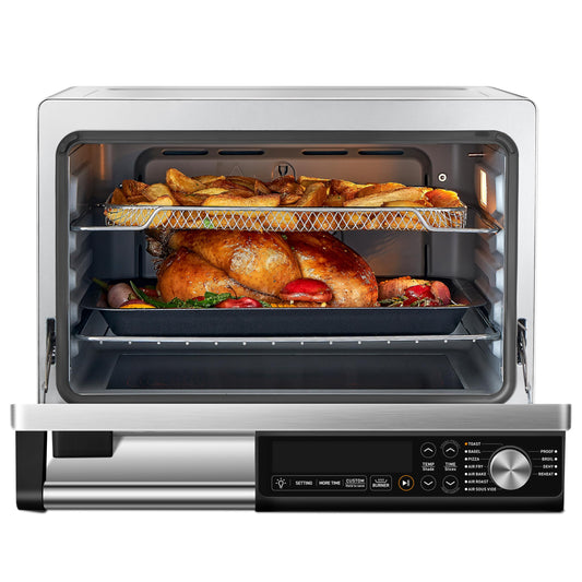 COSORI Combo de horno tostador de cerámica para freidora de aire, elementos calefactores sellados planos 11 en 1 para una fácil limpieza, innovadora función de quemador, 6 accesorios y recetas, 26