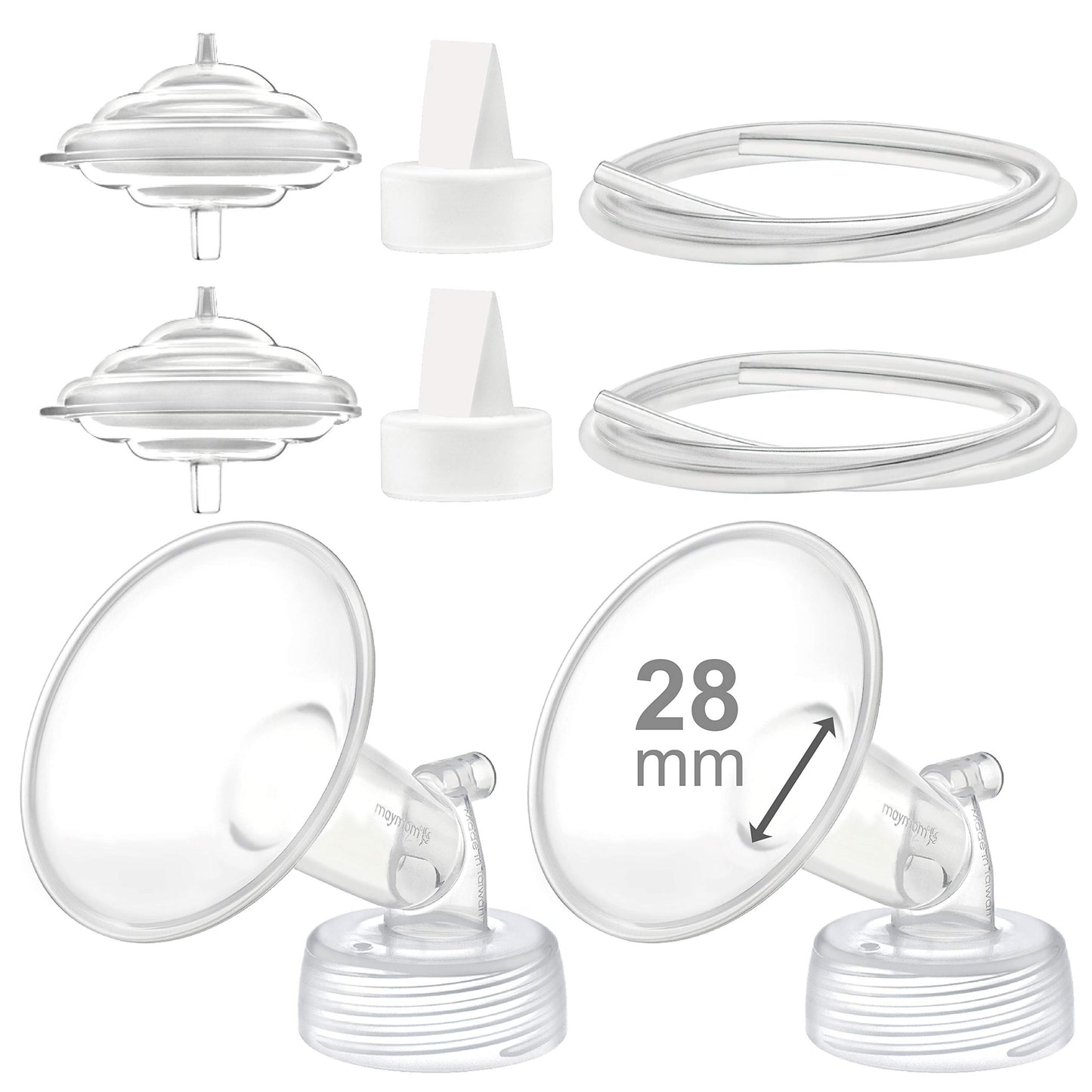 Maymom Piezas para Extractor Compatibles con Spectra S2, S1 y 9 Plus; Embudo de 28 mm con Válvulas, Tubos y Protector Antirretorno; No son piezas originales de Spectra