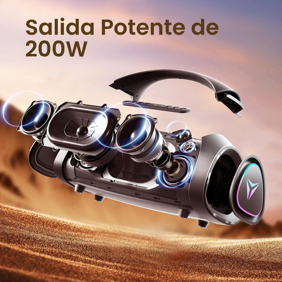 Altavoz Portátil Impermeable YEAHBOX Azul con Subwoofer y Carga Rápida para Fiestas