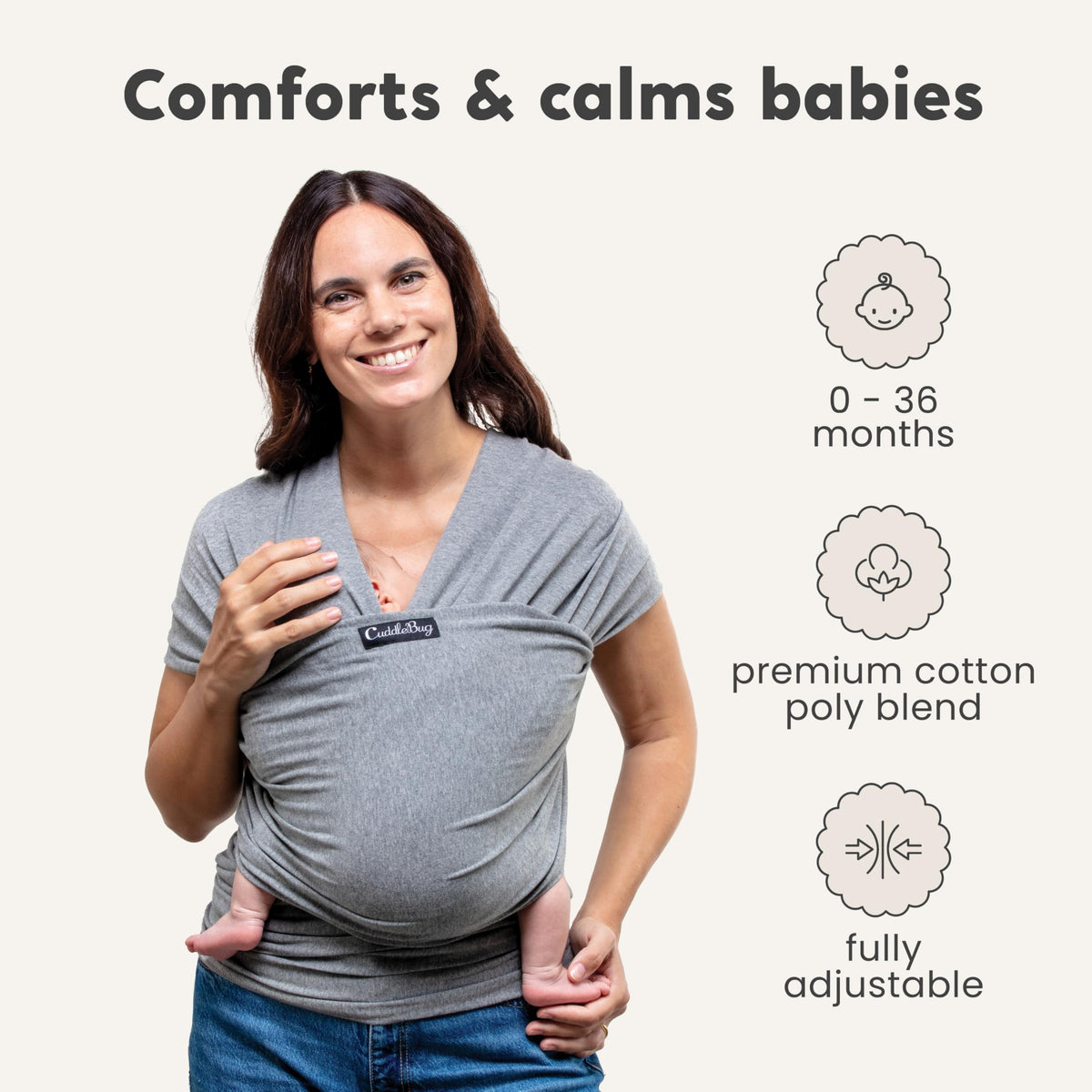Cuddlebug Portabebés de envoltorio - Portabebés manos libres - Portabebés suaves y elásticos - Portabebés de recién nacido a niño pequeño 3-16 kg - Talla única - Salud para las caderas (Menta)