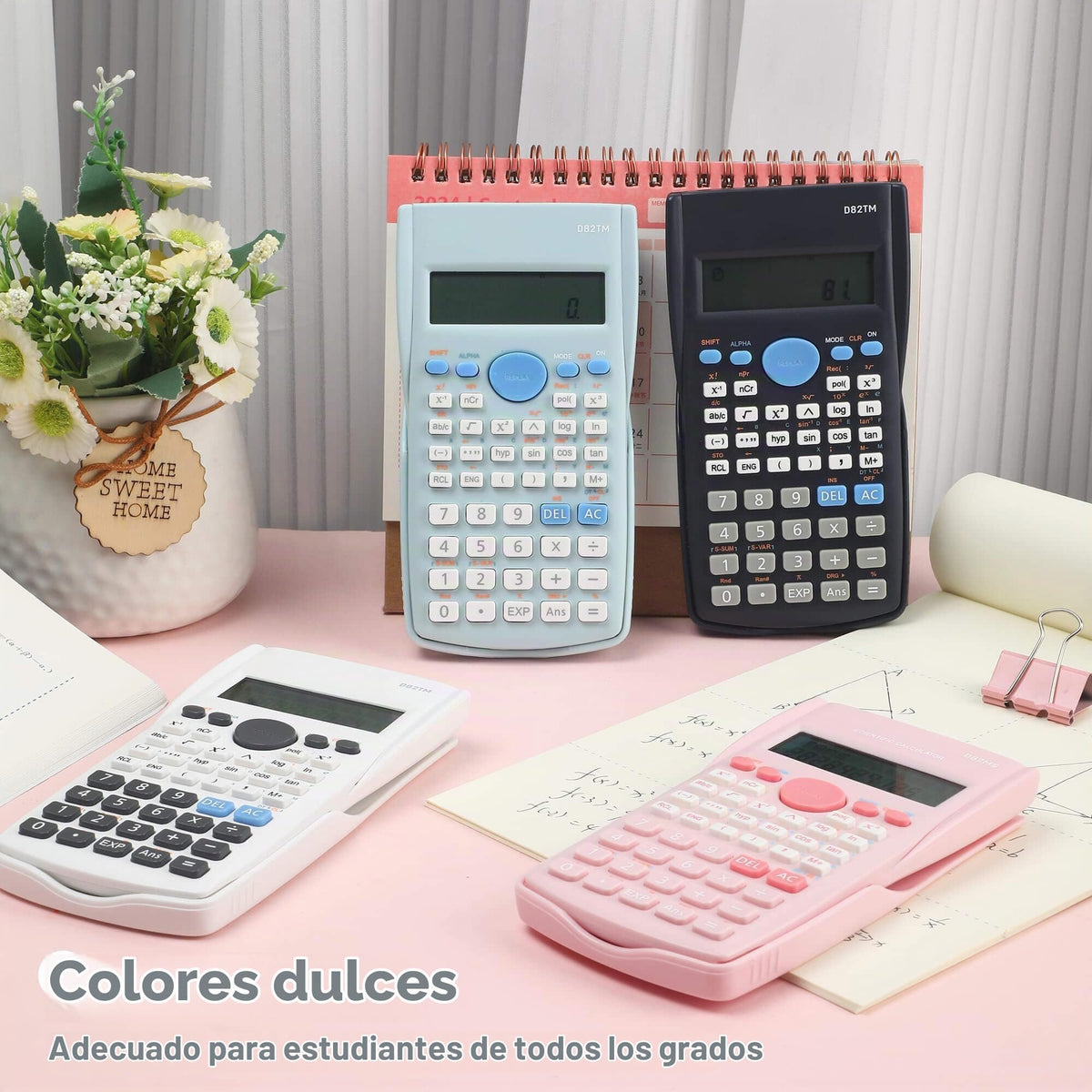 Calculadora Científica Estudiantes Rosa 2 Líneas para Matemáticas