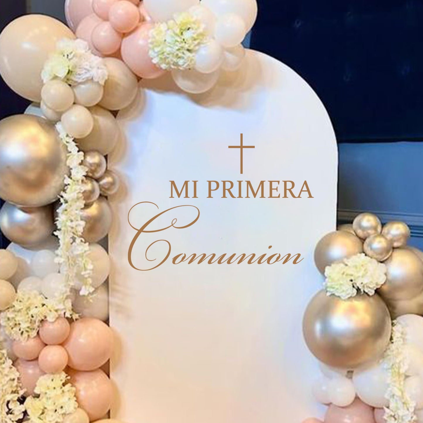 Calcomanía con Leyenda Dios Bendiga - Decoraciones Doradas para Fiesta de Bautismo Primera Comunión, Calcomanía de Arco de Globos Dios Bendiga Bautismo para Niños y Niñas