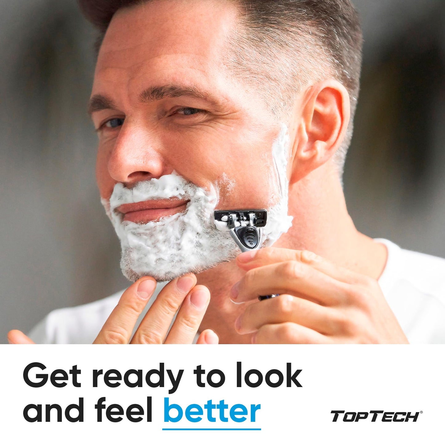 TopTech PRO 5 Rastrillo para Afeitar Hombre Reutilizable - Afeitadora Manual con Cartuchos Reemplazables - Tecnología de 5 Cuchillas - Pack de 9 Unidades (1 Mango + 8 Recambios) - Afeitado Suave y Cuchillas Afiladas - Recambios Económicos