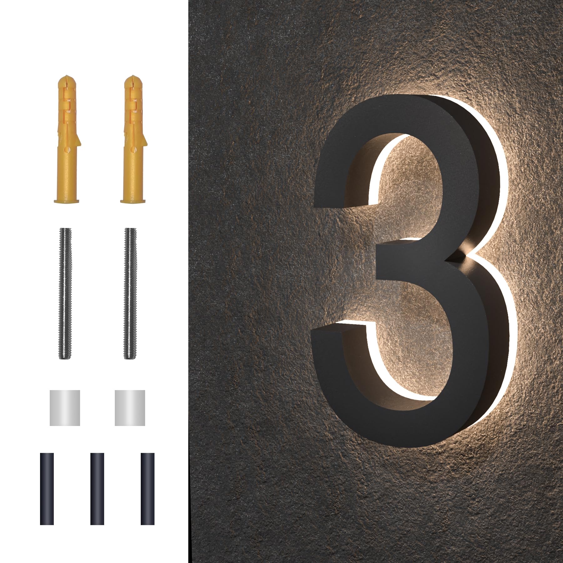 Números de Casa MIDIT Acero Inoxidable LED Retroiluminados