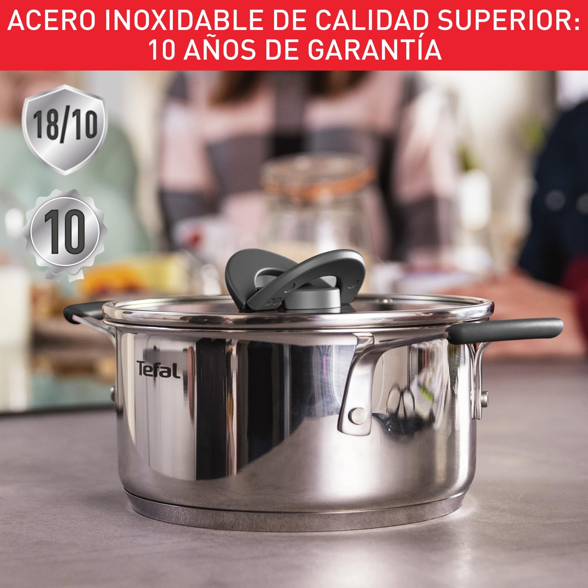 Batería de Cocina T-Fal Acero Inoxidable OPTI'SPACE 6 Piezas