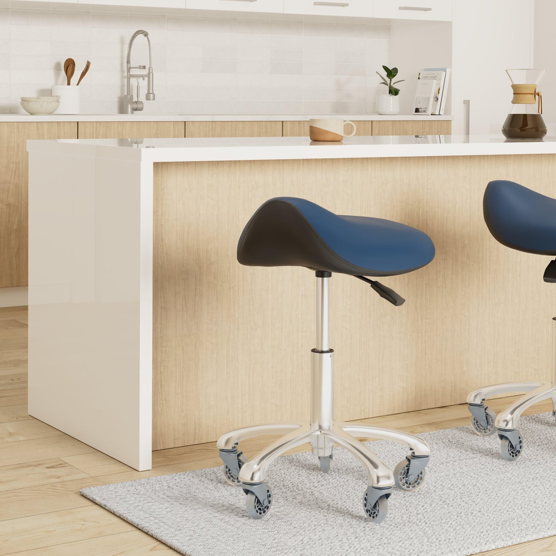 FRNIAMC - Taburete profesional con ruedas ergonómico giratorio de altura ajustable para clínica, dentista, salón de belleza, tatuaje, oficina en casa (negro)