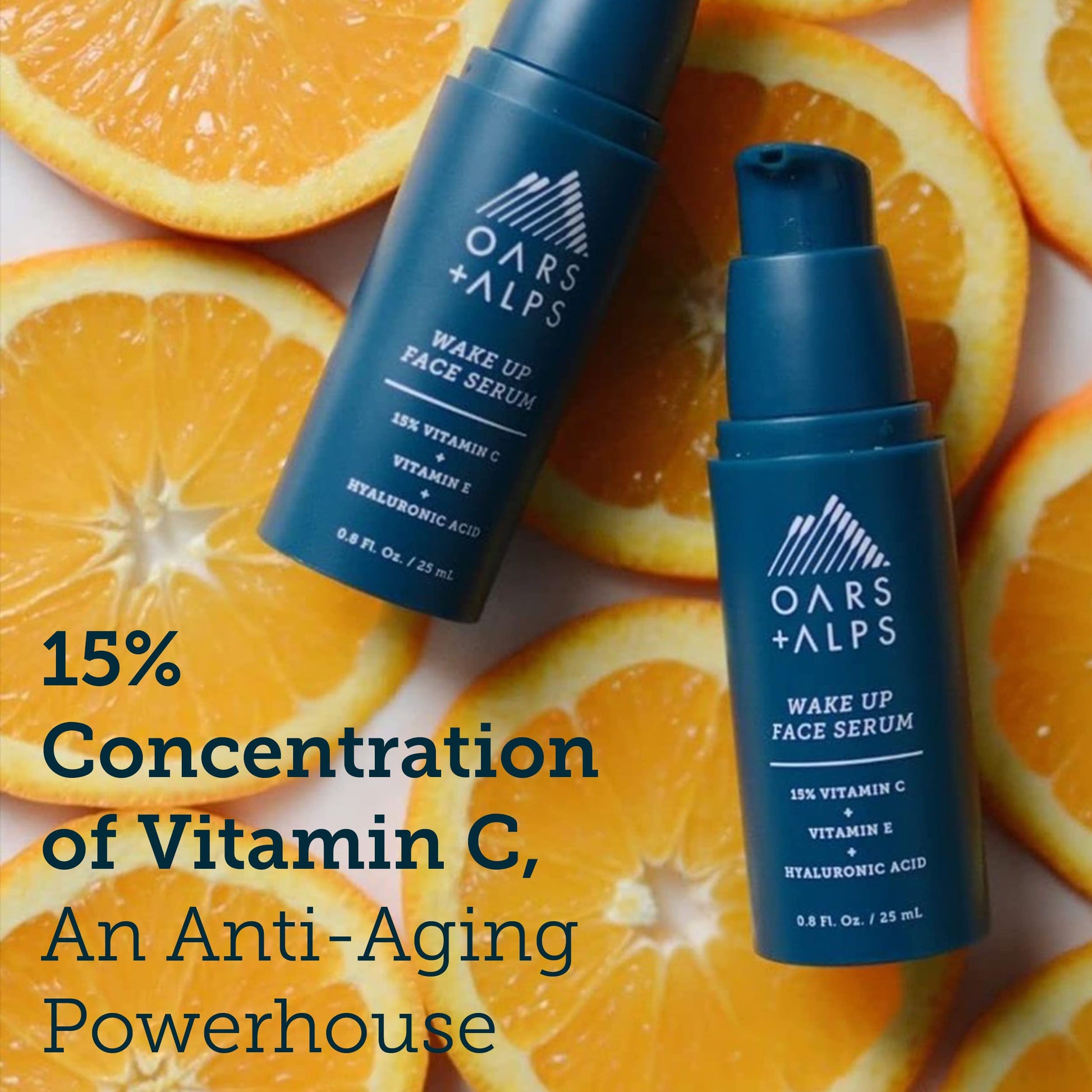 Oars + Alps Natural Vitamin C Serum for Face, Dermatologist Tested Skin Care with Hyaluronic Acid and Vitamin E, TSA Friendly, 0.8 Fl Oz