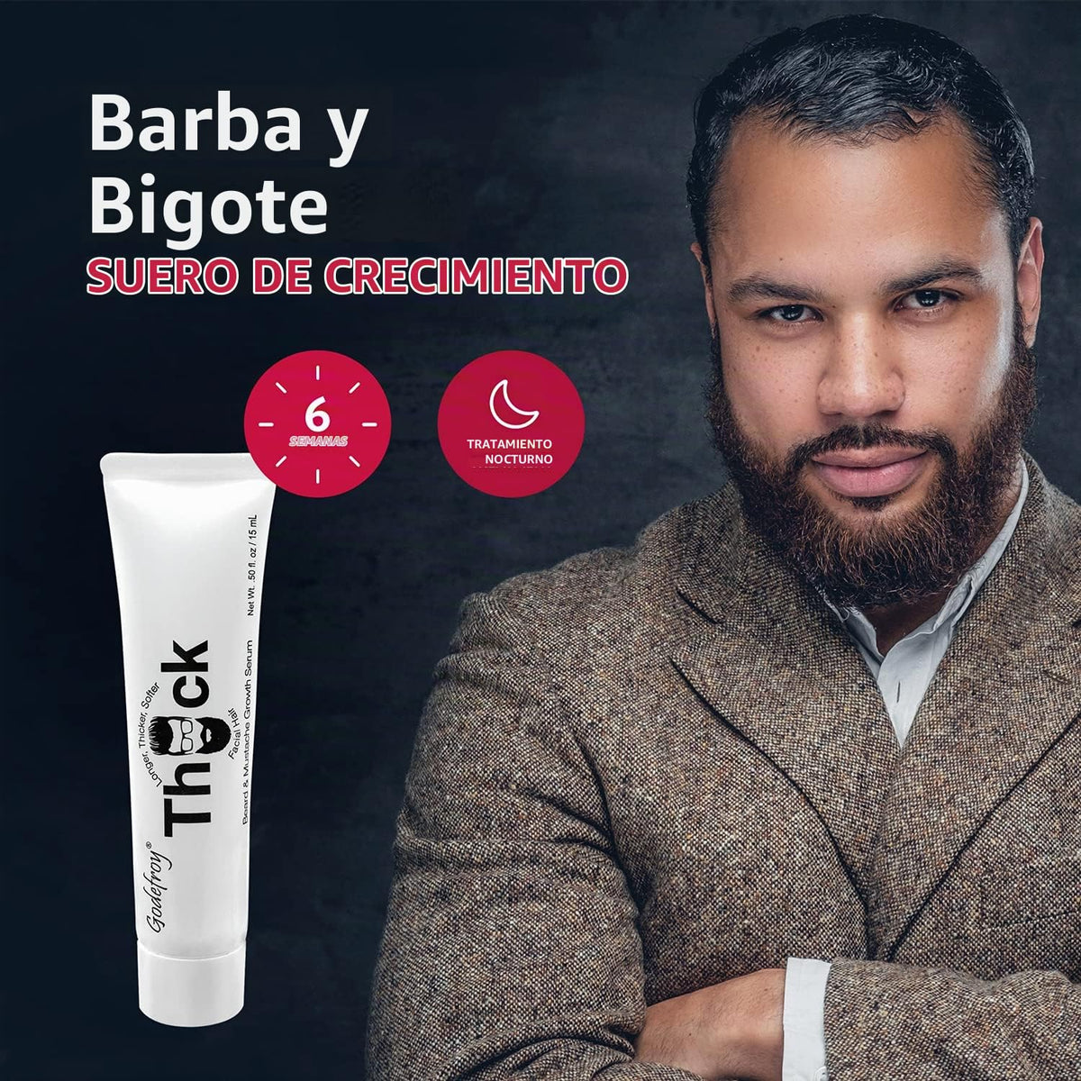 Suero para Crecimiento de Barba y Bigote Godefroy 15 ml para Tipos de Cabello Étnico