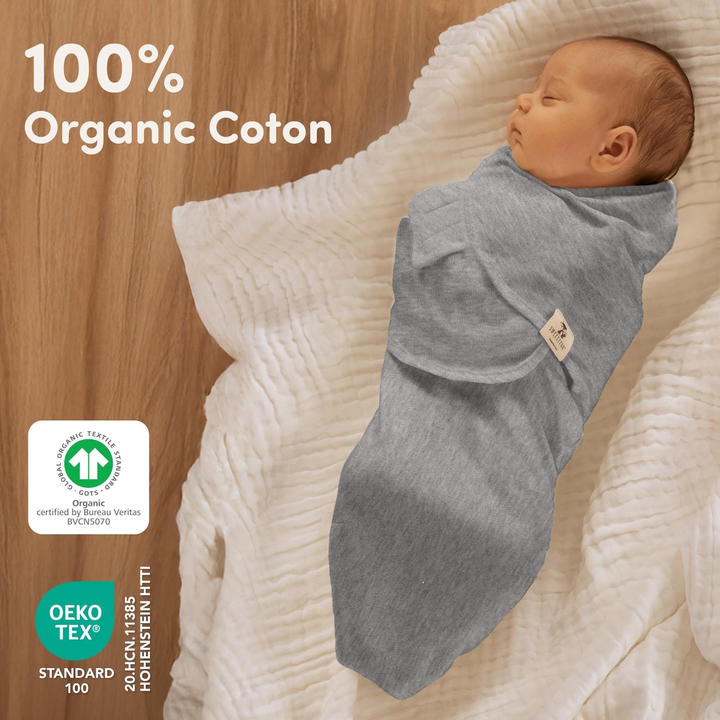 Sweety Fox - Paquete de 3 pañales orgánicos para bebés – pañales para recién nacidos, bebés de 0 a 3 meses, bebés, niños, mantas suaves y cómodas para bebés recién nacidos (niebla)