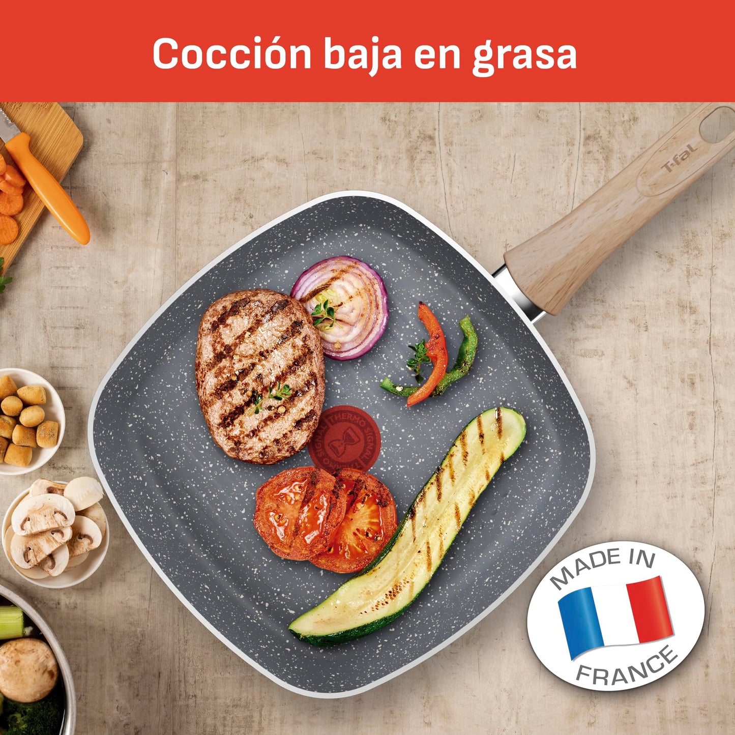 Grill T-Fal 26 cm Healthy Cook con Antiadherente