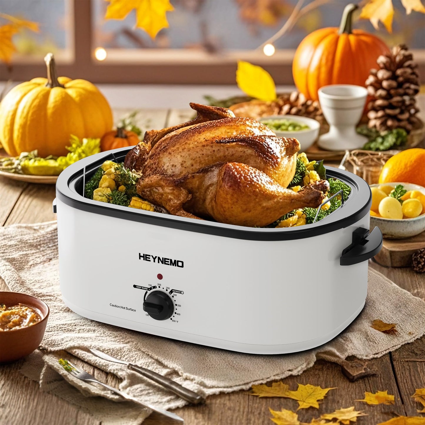 Horno Tostador Eléctrico de 24 Cuartos de Kiss the Water: Horno para Pavo con Tapa Visible y Autohilado, Descongelación Caliente, Temperatura Ajustable, Estante Extraíble para Sartén, Acero Inoxidable