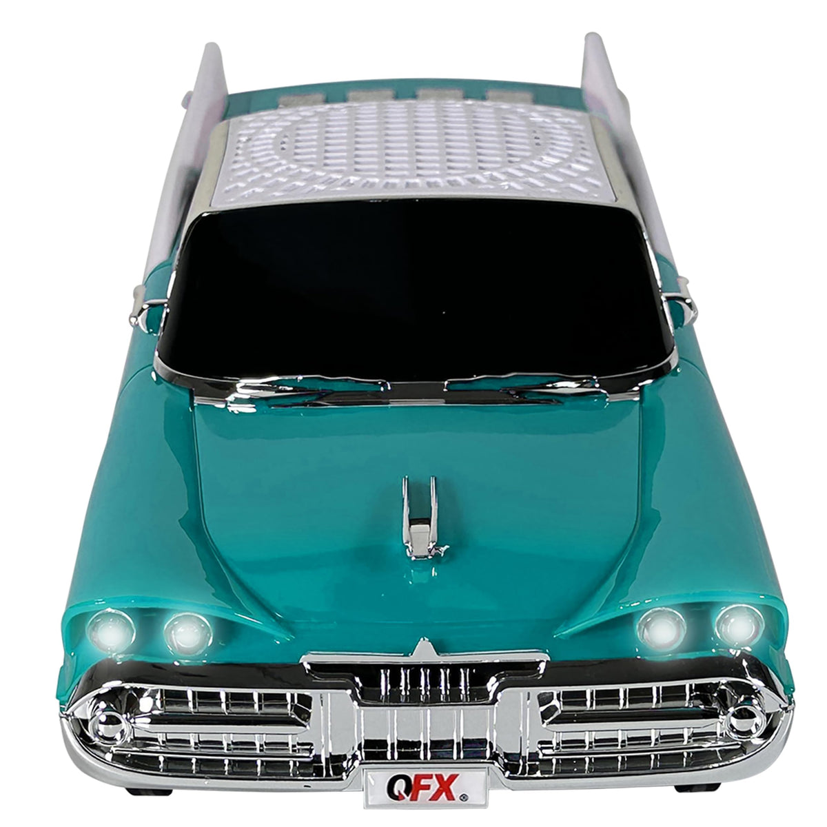Altavoz Retro QFX Esmeralda con Bluetooth y Luces LED para Coche