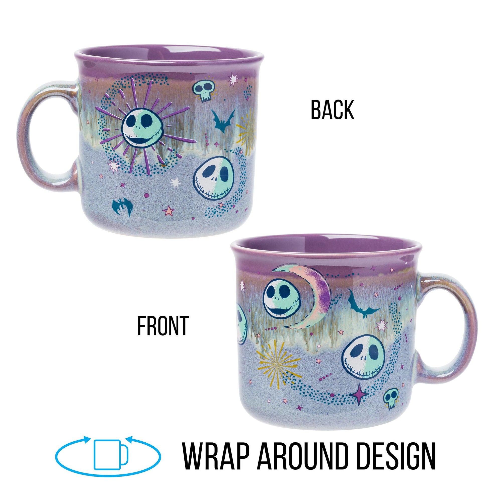 Taza de Cerámica Silver Buffalo Disney Nightmare Before Christmas Jack Skellington Mystic Opulence Reactive Glaze 20 Onzas