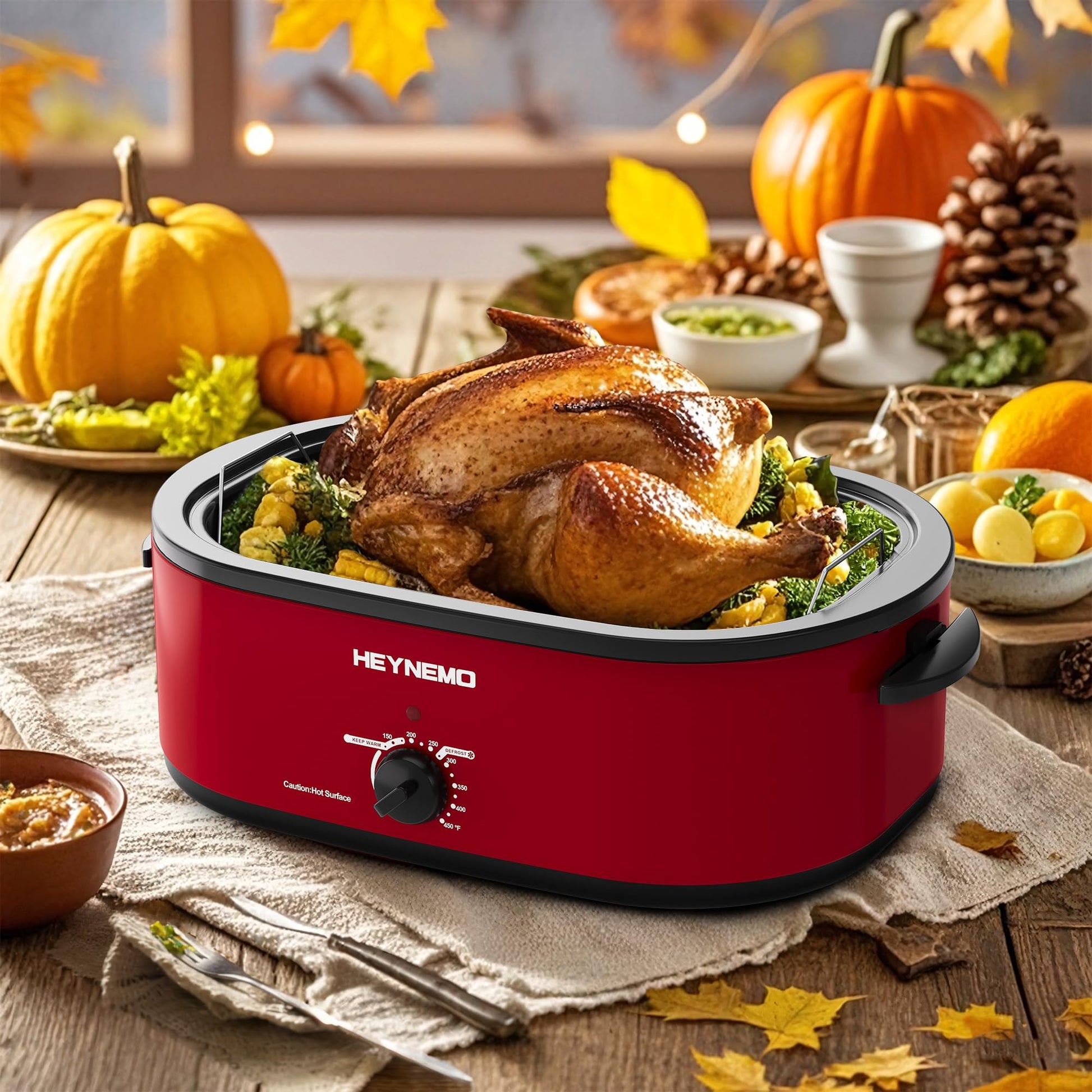 Asador Eléctrico Acero Inoxidable Rojo con Tapa Autohilado y Temperatura Ajustable