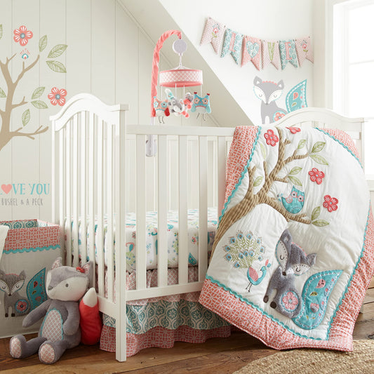 Levtex Baby Fiona - Juego de ropa de cama (5 piezas), Coral, Crib Bedding Set