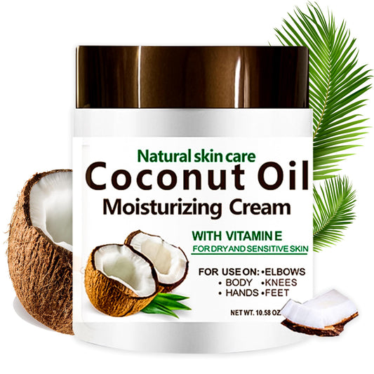 Nielies Coconut Oil Cream, Crema Corporal Coco, Crema de Coco, aceite de coco para el cabello, Crema Humectante de Aceite de Coco Extra Virgen,Delicado Aroma a Coco para Todo Tipo de Piel, 300gr / 10.58 oz
