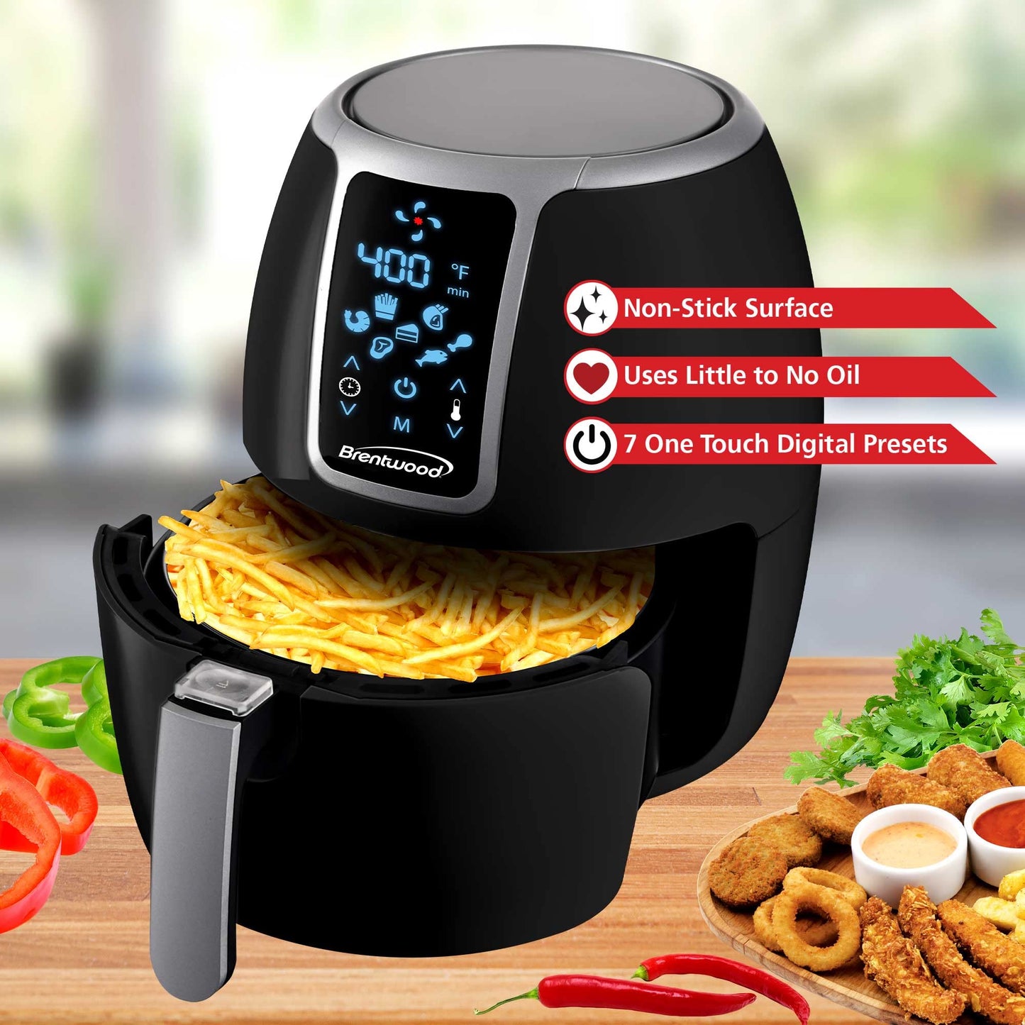 Brentwood Freidora de aire AF-400DBK estándar, color negro