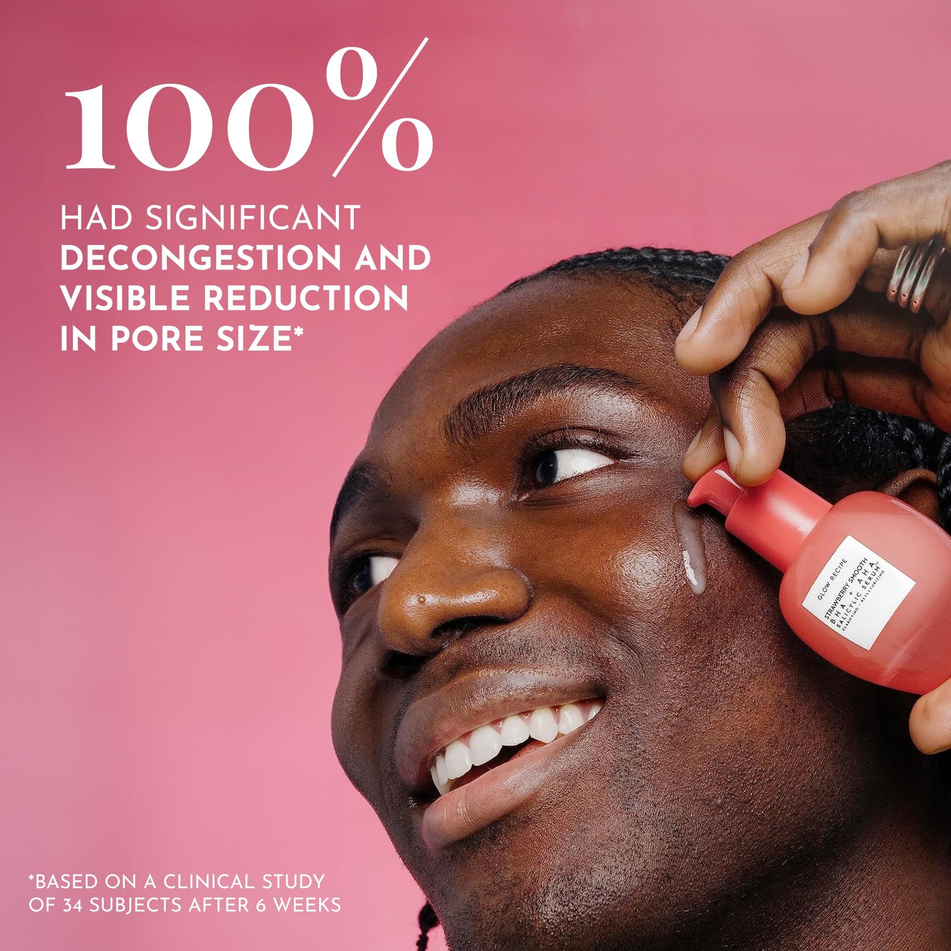 Glow Recipe Strawberry Smooth BHA + AHA Salicylic Acid Serum - Gentle Exfoliating Serum & Pore Minimizer Made with Mandelic, Azelaic Acid + Hyaluronic Acid - Clarifying & Calming Vegan Skincare (30ml)