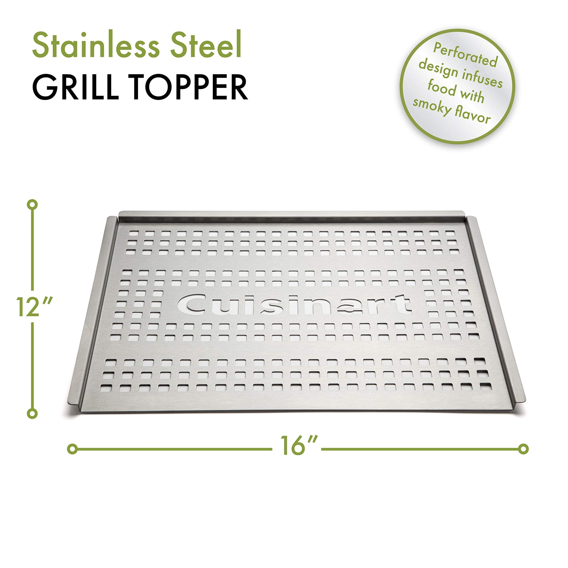 Cuisinar- Parrilla de Acero Inoxidable, Tapa de Parrilla de Acero Inoxidable, 12 x 16-Inch