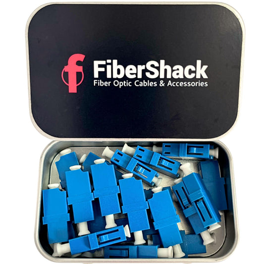 Acoplador Fibershack LC Azul con Adaptadores de Fibra de Modo Único Paquete de 20