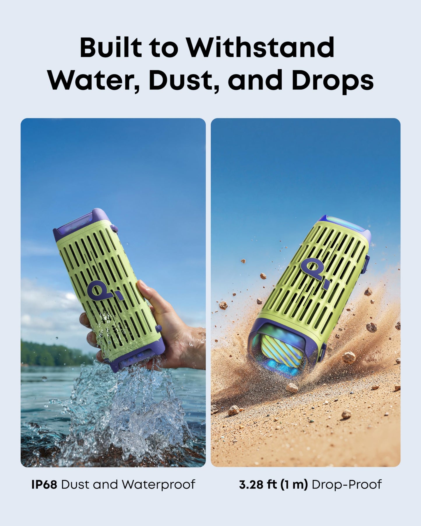 Soundcore by Anker Boom 3i Bocina Bluetooth Portatil 16h Batería, 50W Potencia, IP68 Flotante Resistente Agua Salada, BassUp 2.0, Bluetooth 5.3, TWS — Ideal para Pesca, Camping y Exteriores