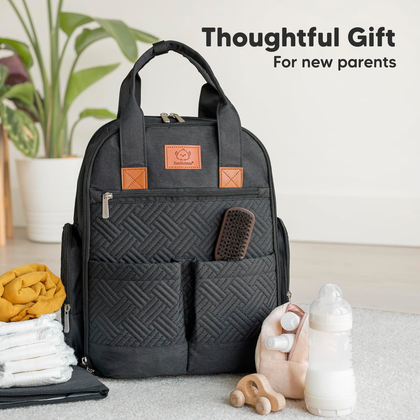 KeaBabies - Mochila para pañales para niñas, niños, mamá y papá (carbón)