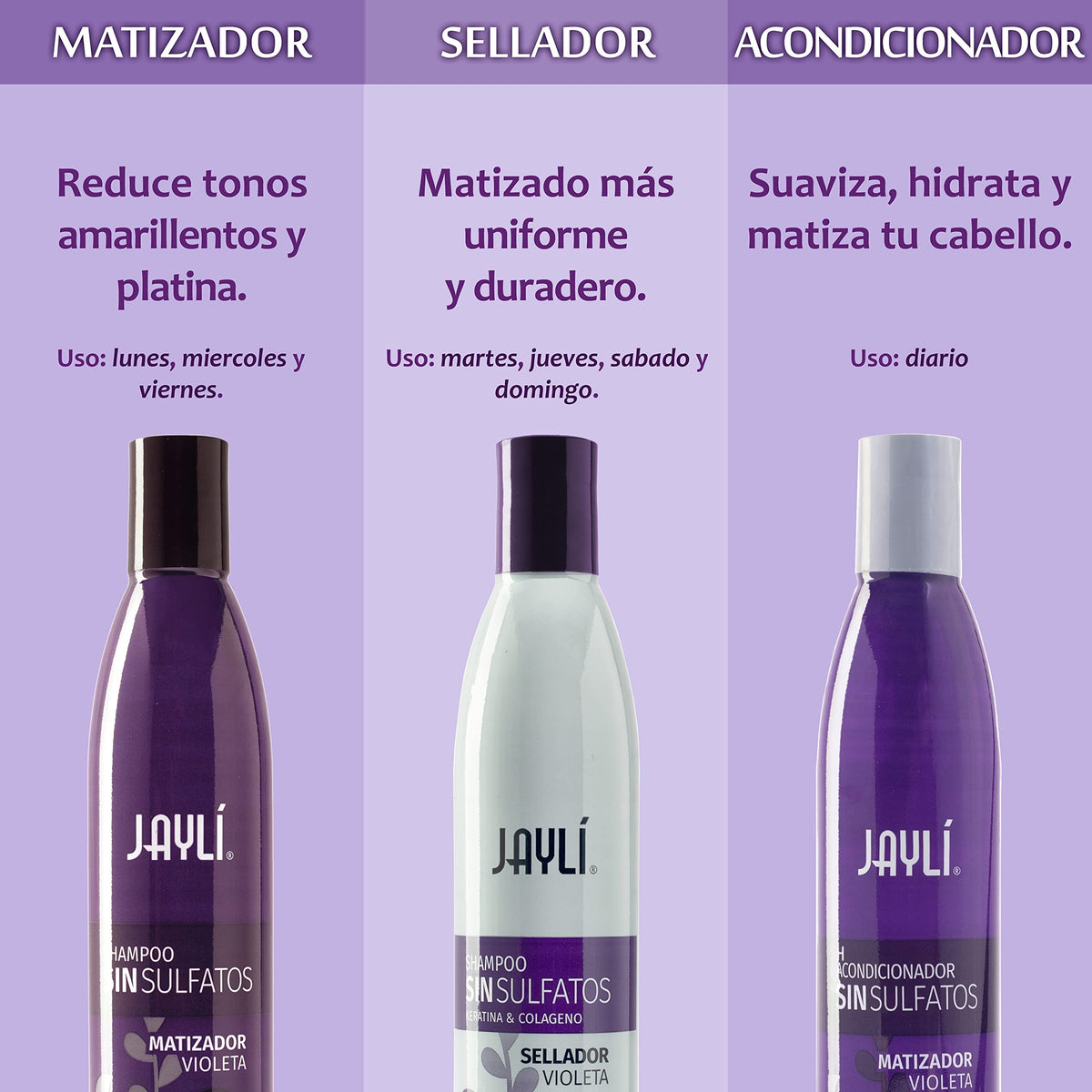 Matizador Violeta Sin Sal Sin Sulfatos, Shampoo + Acond (3 Pack)