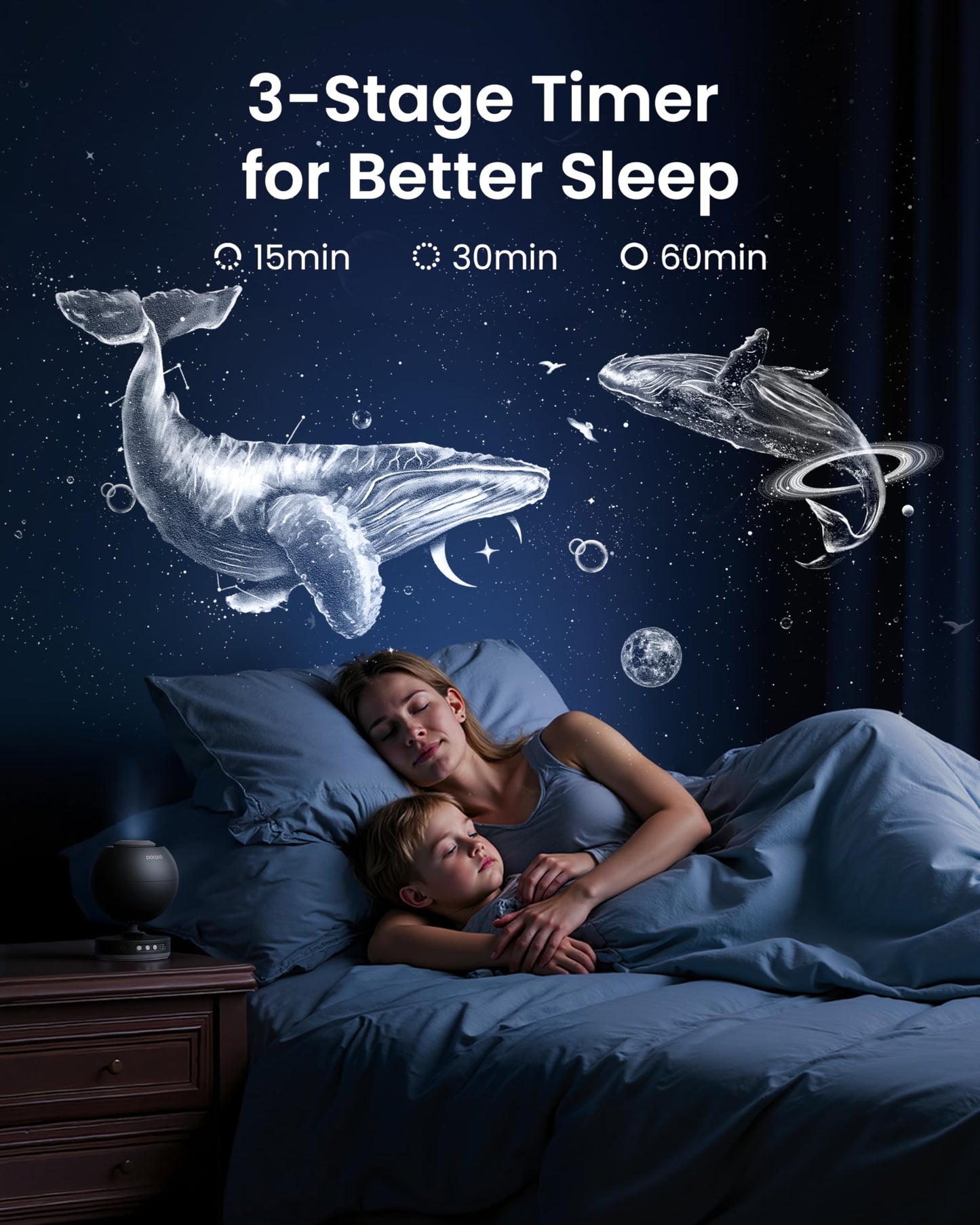 POCOCO Proyector Galaxy para dormitorio con discos de película óptica reemplazables, proyector de estrella del hogar con lente de alta definición, proyector de luz Galaxy para relajarse, estudiar y