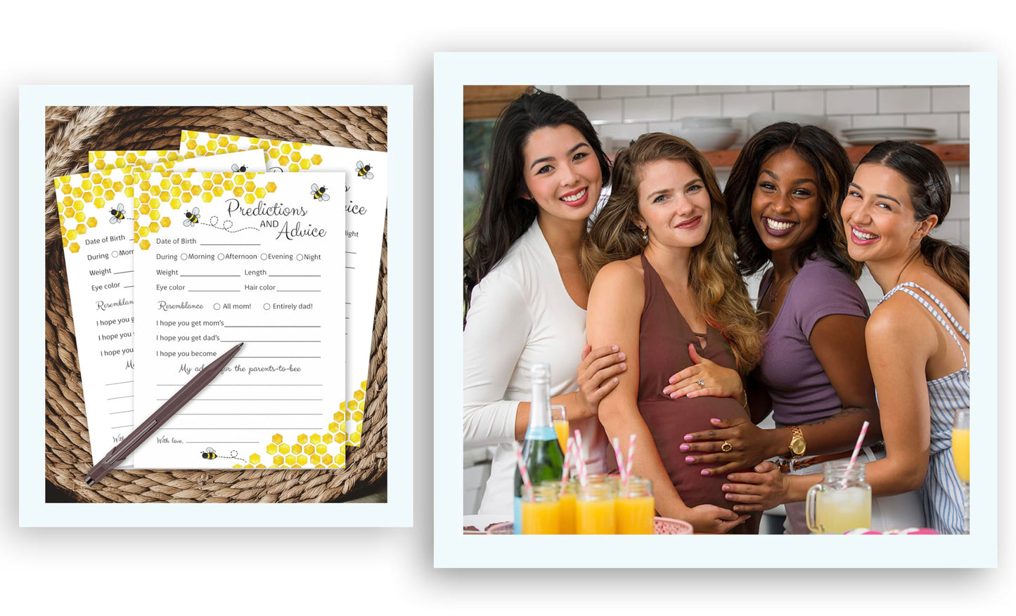 Tarjetas de predicción y consejos de abeja – Paquete de 25 – Juegos de baby shower de abejorro, amarillo neutro abejorro, nuevos padres, mensaje de mamá y papá, mensaje de mamá y papá, recuerdo de actividad de coed de abeja miel G620-PDAV