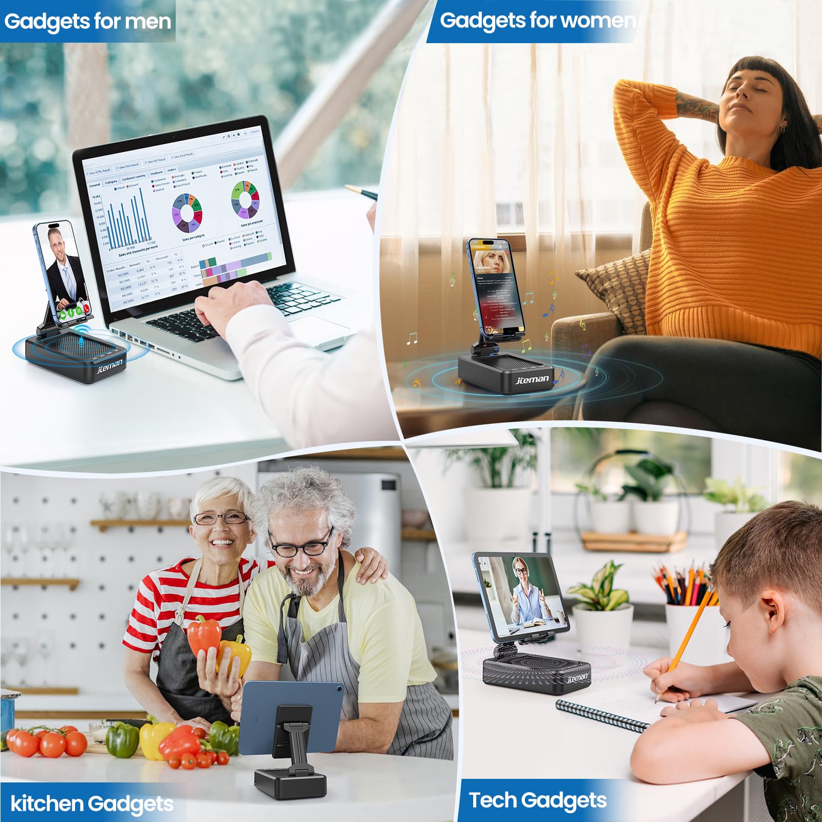 Soporte para teléfono celular con altavoz Bluetooth inalámbrico y base antideslizante HD con sonido envolvente perfecto para el hogar y exteriores con altavoz Bluetooth para escritorio compatible con