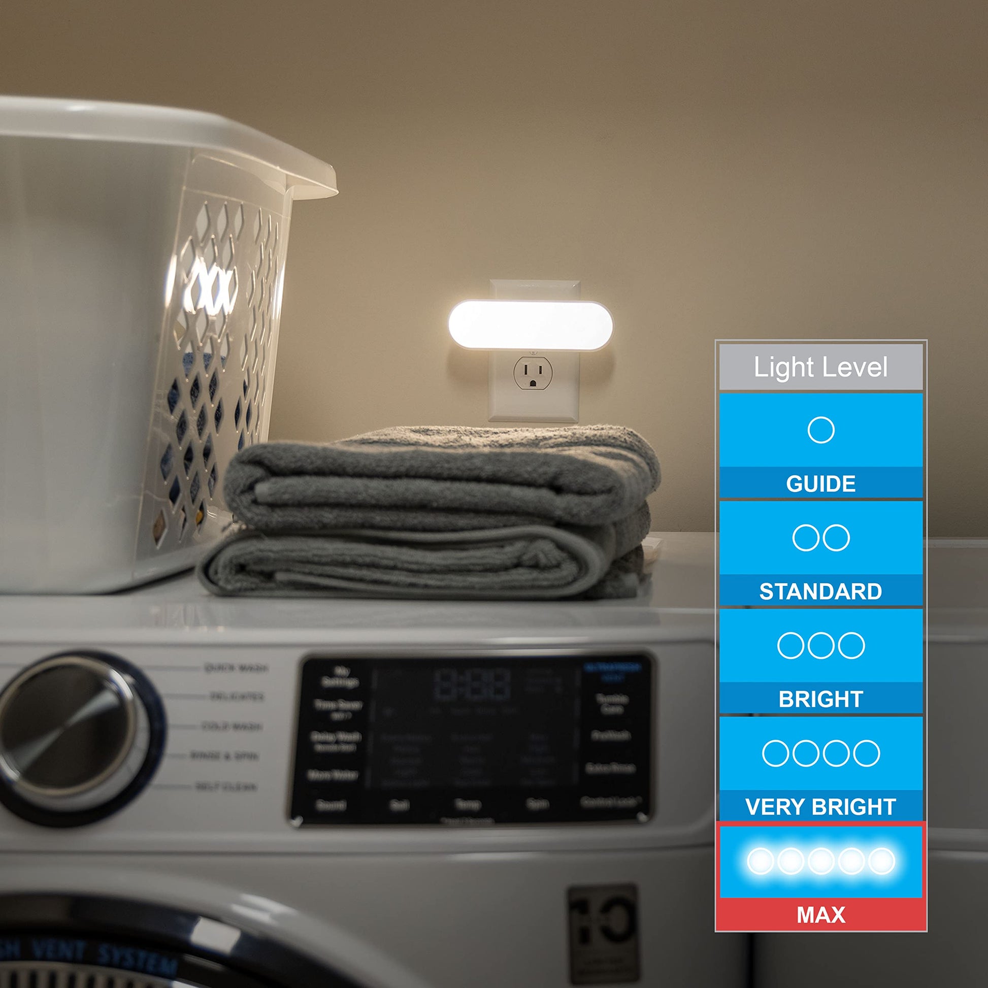 GE Ultrabrite, Barra de Luz LED, Enchúfable, Sensor de Luz, con Apagado al Amanecer, 100 Lúmenes, Ideal para Dormitorio, Baño, Pasillo, Cocina, Eficiencia Energética, Blanco, Paquete de 1, 12498