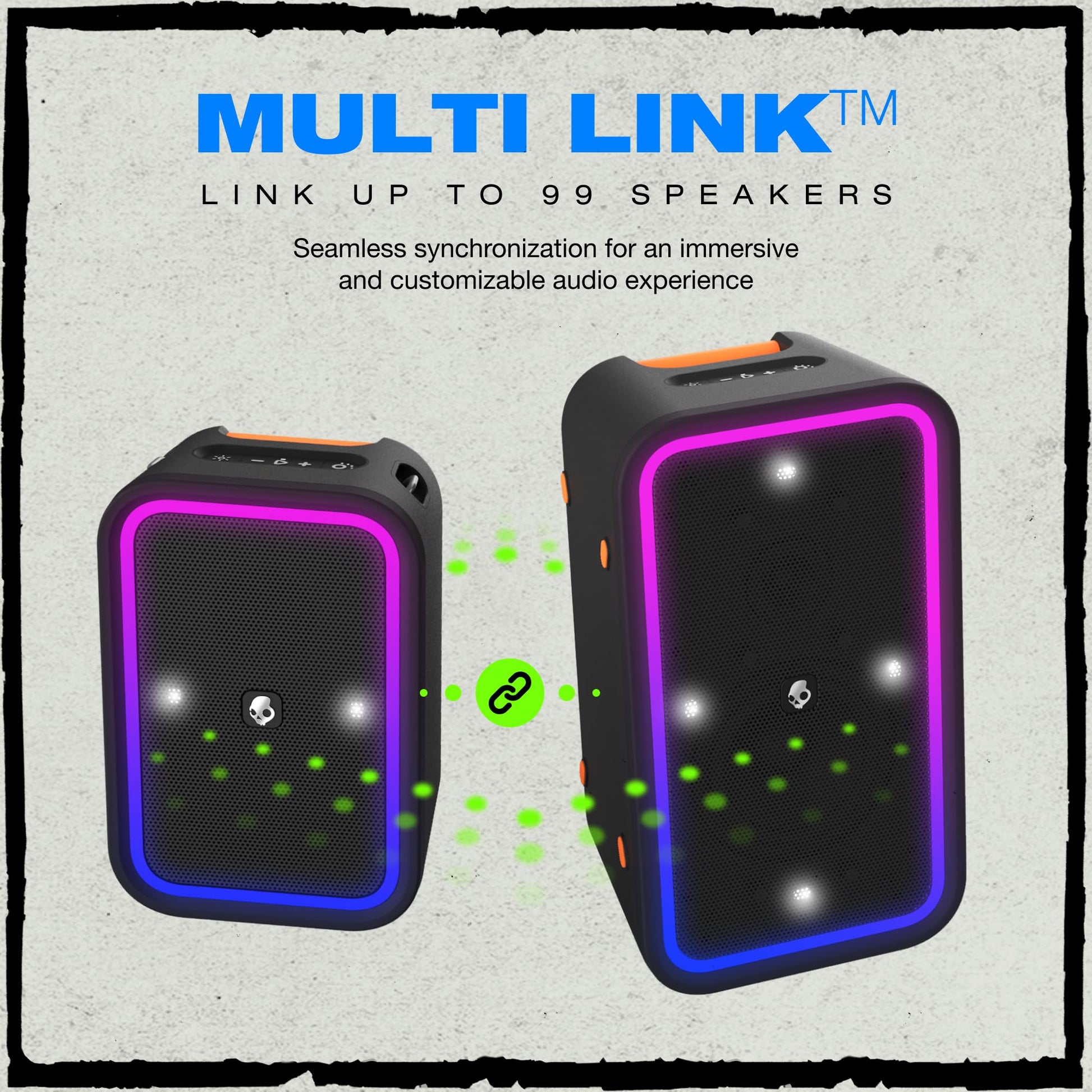 Skullcandy Stomp - Bocina Bluetooth para Fiesta, IPX7 Impermeable, inalámbrico y portátil, con Luces LED y Modos estroboscópicos, batería de 12 Horas, multienlace y Carga USB-C y USB-A 2SKSK1850B0L2