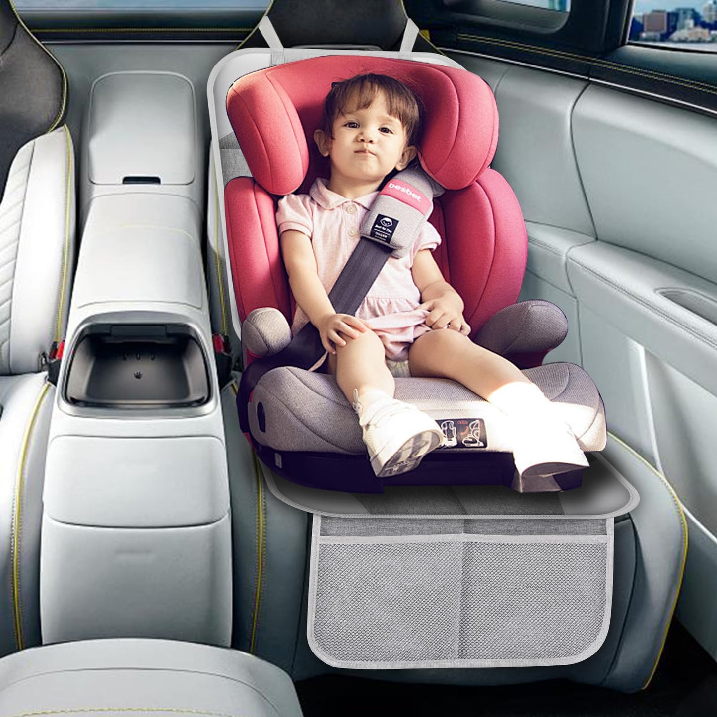 Meolsaek - Protector de asiento de coche para asiento de coche infantil, de tela 600D con respaldo antideslizante, fundas impermeables para asiento de coche con acolchado grueso para niños