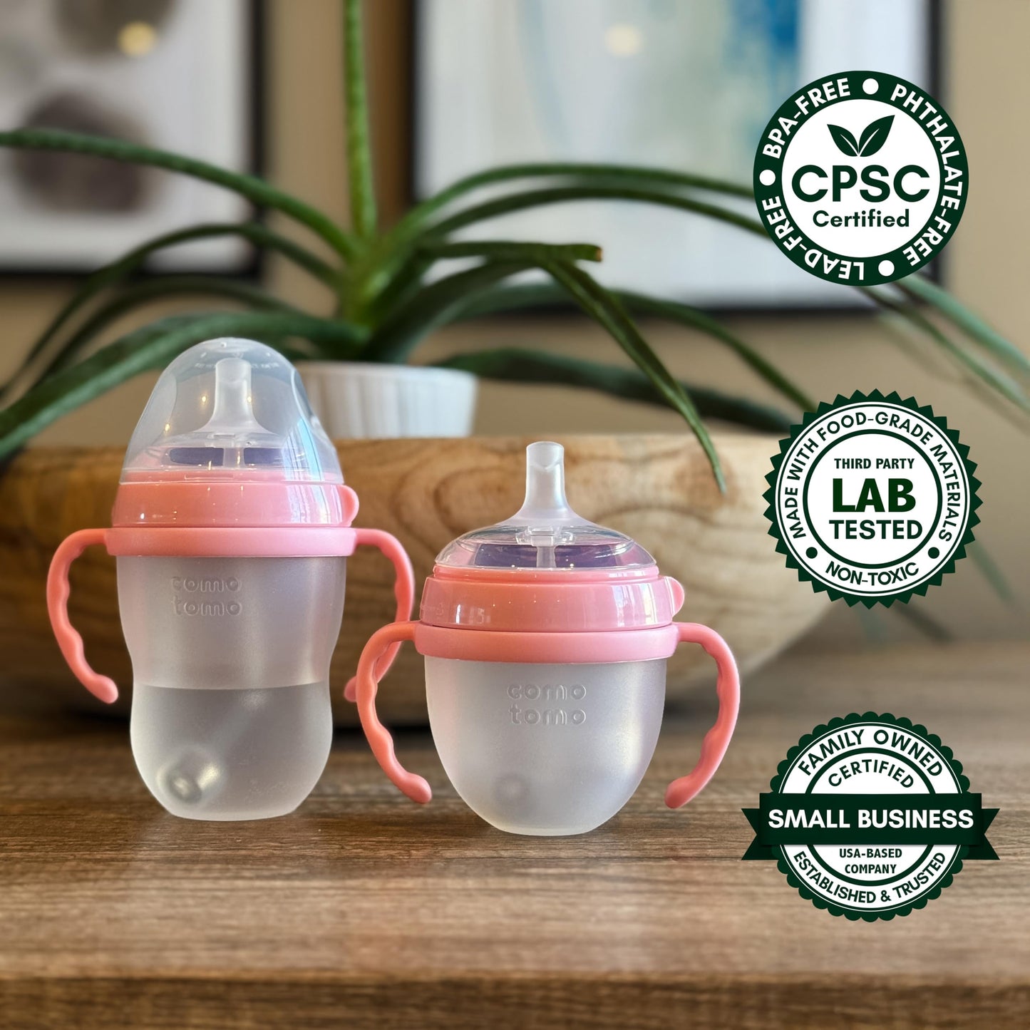 Kit de conversión de tazas de paja para biberones Comotomo de 2 unidades, pezones de silicona de grado alimenticio, popotes con peso de silicona, asas de biberón, cepillo para polvo de limpieza, sin