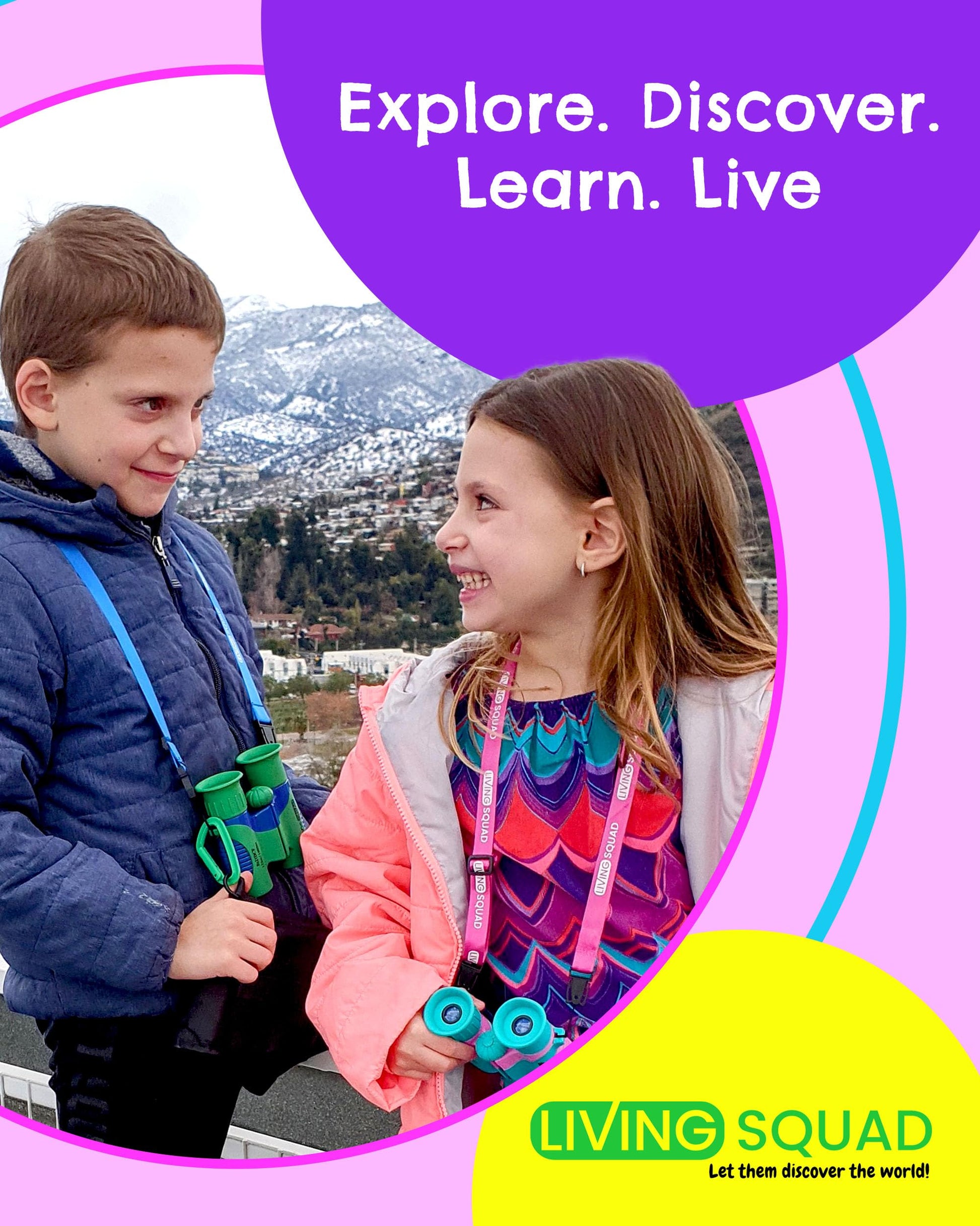 Living Squad - Prismáticos para niños, 8 x 21 Pulgadas, Color Azul, para niños de 3 a 12 años, a Prueba de Golpes, para niños con óptica de Alta resolución, Funda, Correa para el Cuello
