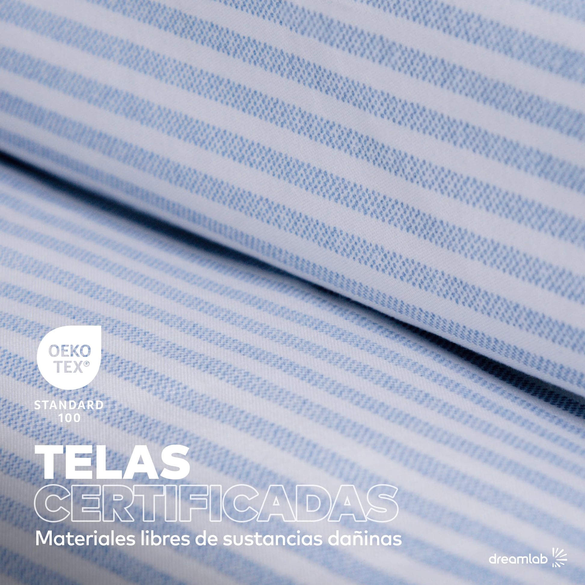 Edredón Dreamlab Rayas Azul Mezclilla Relleno Microfibras Gel Individual Hipoalergénico para Toda Estación