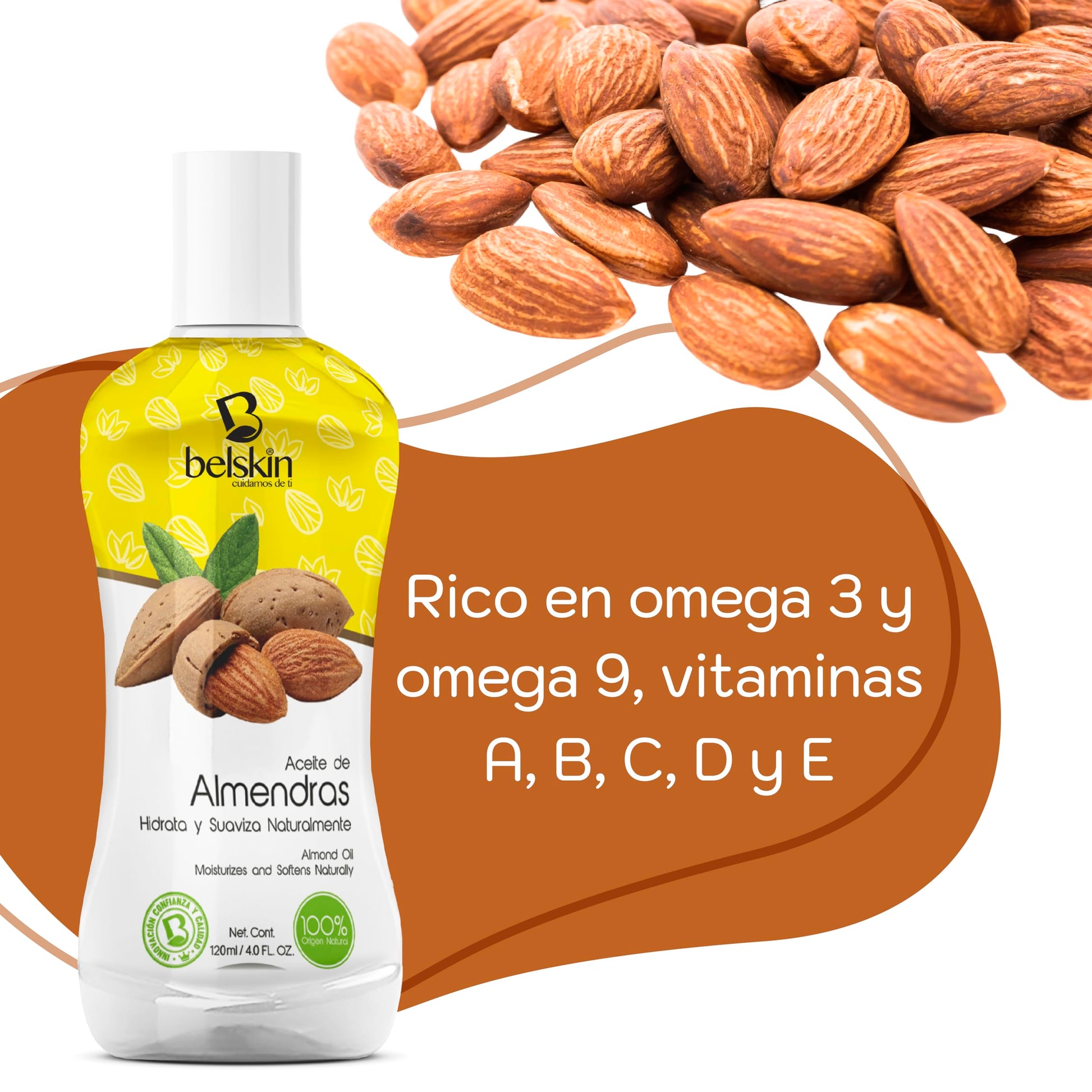 Belskin | 6 Pack Aceites Cosméticos de Almendra | Aceite Para uso Corporal – Piel, Cuerpo y Cabello | Aceite para Cabello - Aceite Facial - Aceite Corporal | Hidrata y Suaviza Naturalmente | Aporta Fuerza y Brillo a Uñas y Pestañas | Cabello más Brilloso