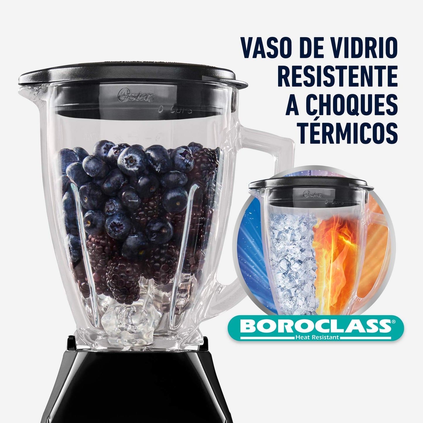 Licuadora Oster Azul Con Vaso De Vidrio Y Dos Velocidades Más Pulso