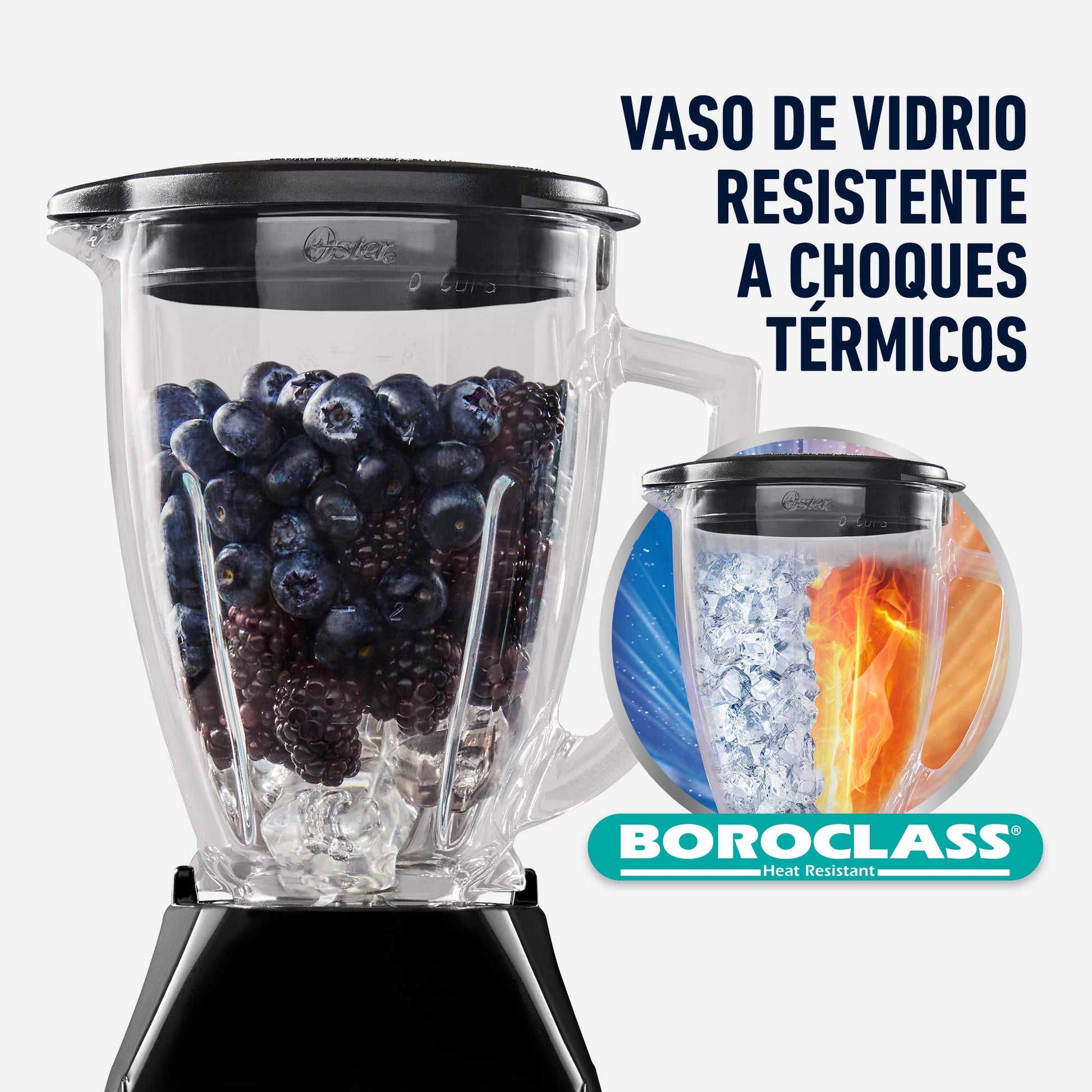 Licuadora Oster Azul Con Vaso De Vidrio Y Dos Velocidades Más Pulso