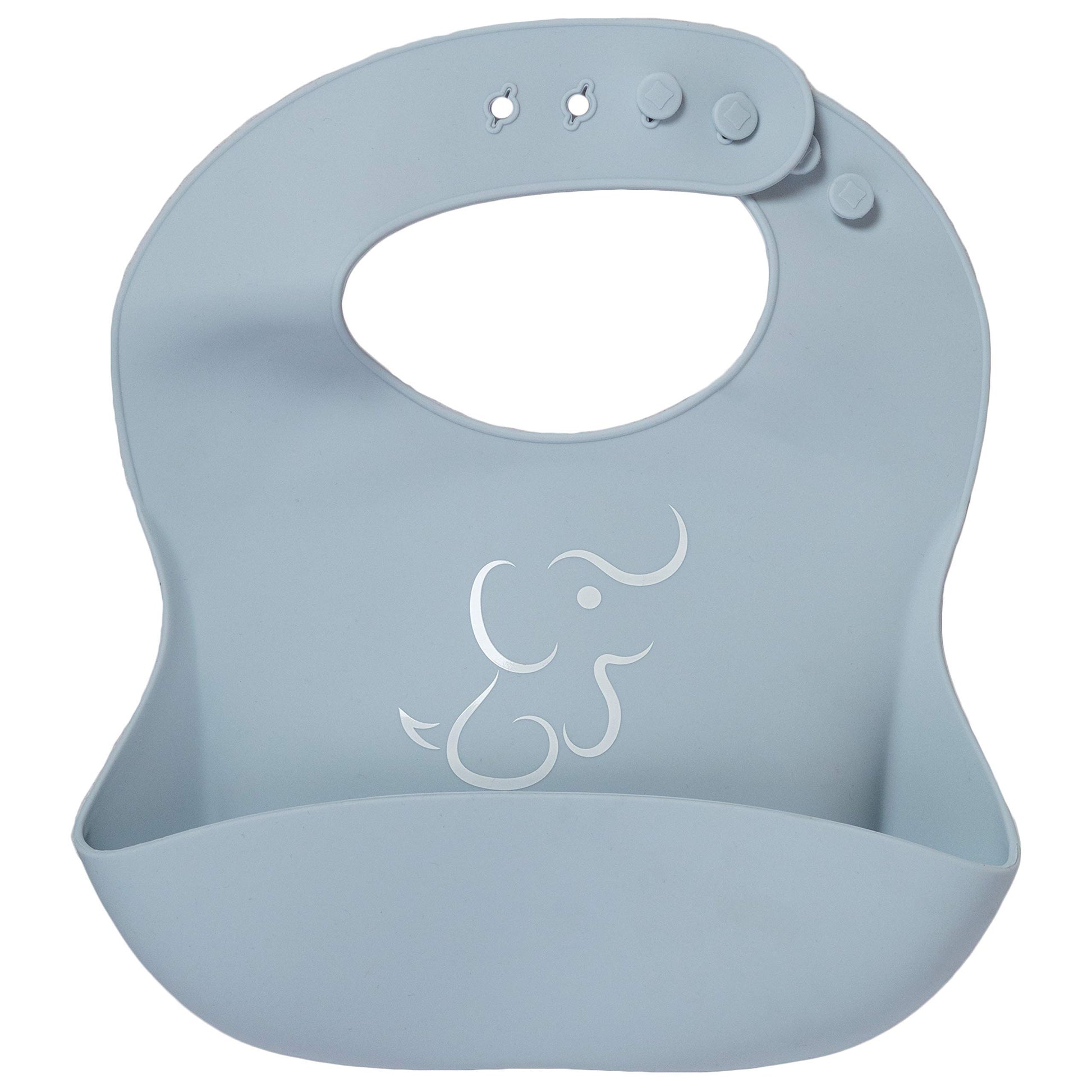 Baberos de Silicón PAPU BABY Gris Azul Impermeables para Bebé