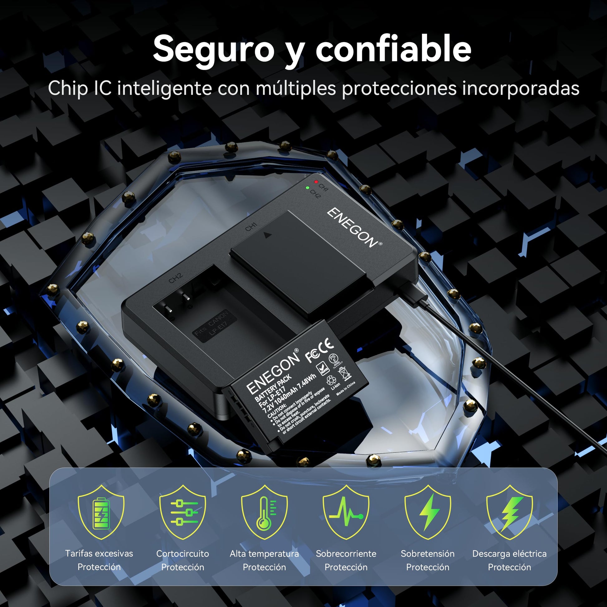Baterías y Cargador Dual Rápido ENEGON para Canon EOS Kameras réflex Digital