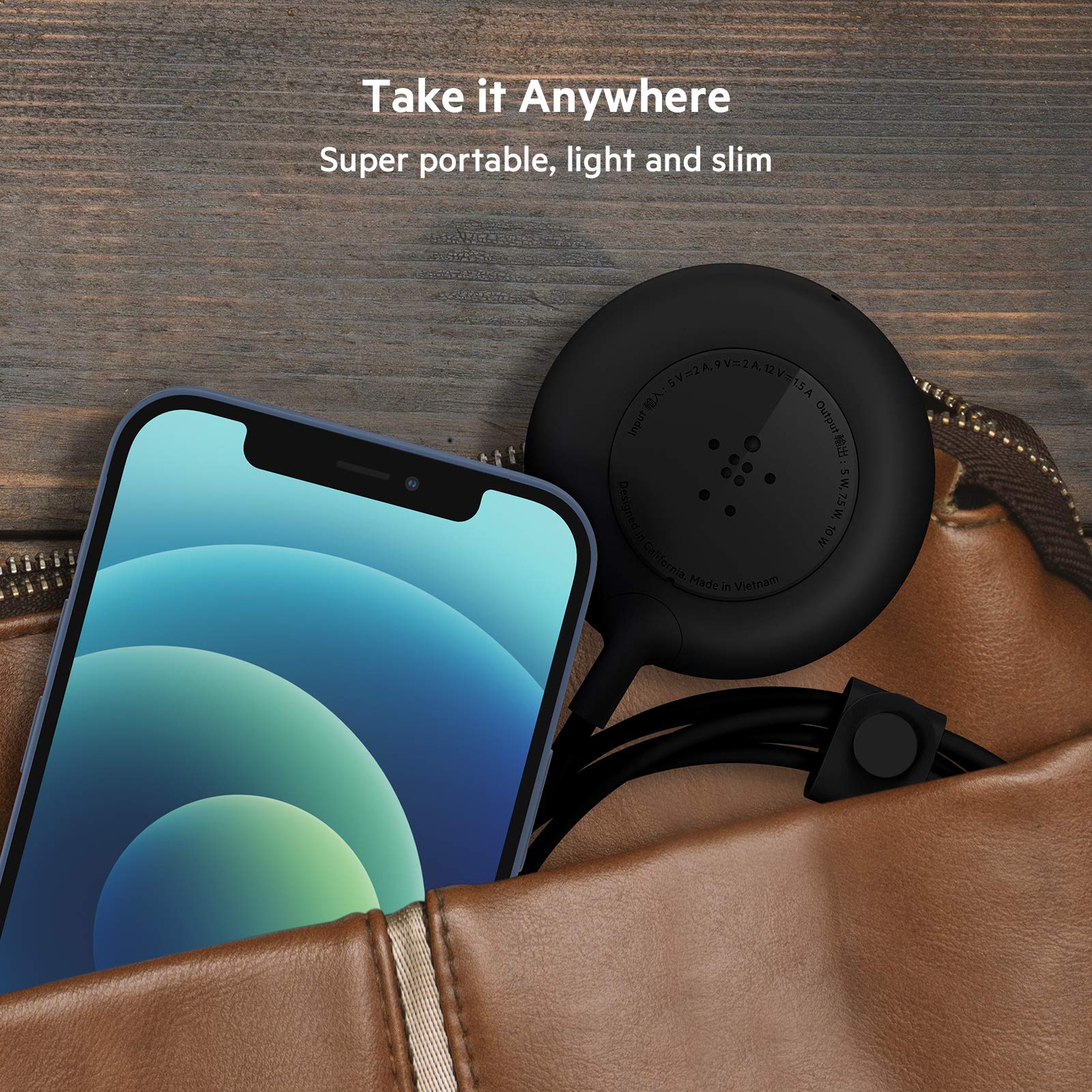 Belkin WIA005ttBK Base de carga magnética portátil de 7,5 W, Negro